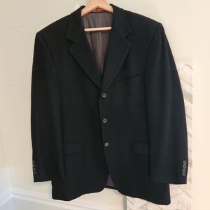 Nordstrom Loro Piana 41R Black Camel Hair Sport Coat Blazer‎ Vintage